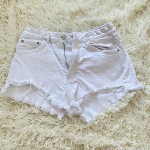 Zara Hi Rise Denim Shorts- White